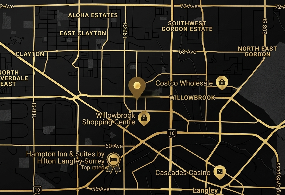 Map showing Cronin Ortho location at 6351 197 St #101, Langley Twp, BC
